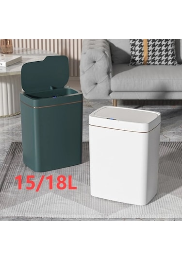 Fastbuy 37 15/18l Akıllı Sensörlü Çöp Kovası, Su Çöp Kovası, Modern Ve Şık Ev Dekoru İçin İдеal, Halka Ve Ofis İçin Uygun Beyaz
