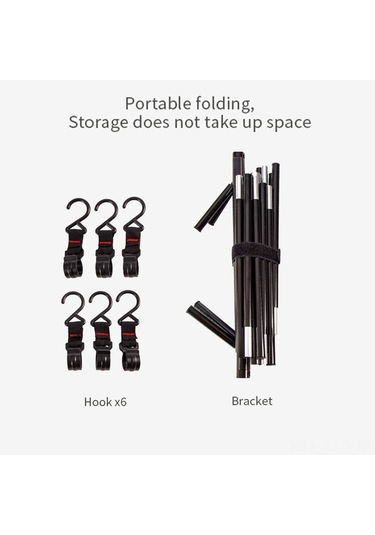 Springsun Kamp Ve Ev İçin Alüminyum Çekirdekli Katlanabilir Üçgen Askı, Çadır Çekmecesi, Çamaşır Asma Ve Eşya Tutucu Küçük Boy Siyah