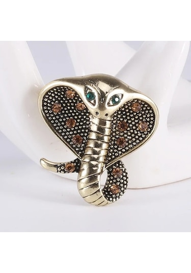 Ganzhoushop Yılan Trendy Rhinestone Red2201 Pimleri Parti Ofis Multı Multı Kobra Kadınlar İçin Şık Emaye Broş Qg Çok Renkli