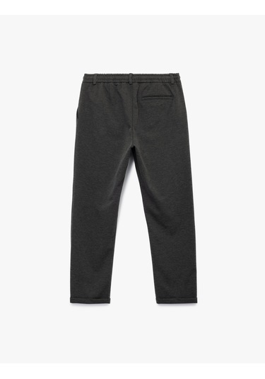 Koton Beli Bağcıklı Düğmeli Pike Kumaş Cep Detaylı Duble Paça Slim Fit Pantolon Antrasit 6wam40012hk Antrasit