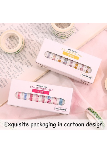 Singree 10 Rulo Renkli Washi Bant Seti - Dıy Defter Süsleme Ve Hediye Paketleme İçin