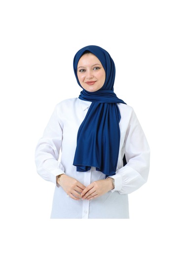 Şal Zarif Başörtüsü Eşarp Tesettür Giyim Uzun Abiyelik Lacivert