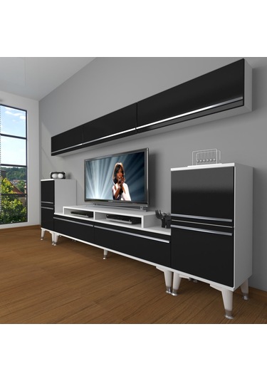 Decoraktiv Ekoflex 9 Mdf Silver Tv Ünitesi Tv Sehpası Beyaz - Siyah