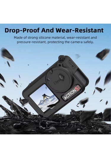 Djı Osmo Action 3/4/5 Pro Flymile Silikon Kapak Spor Kamera Lens Damla Kılıfları İçin Gri