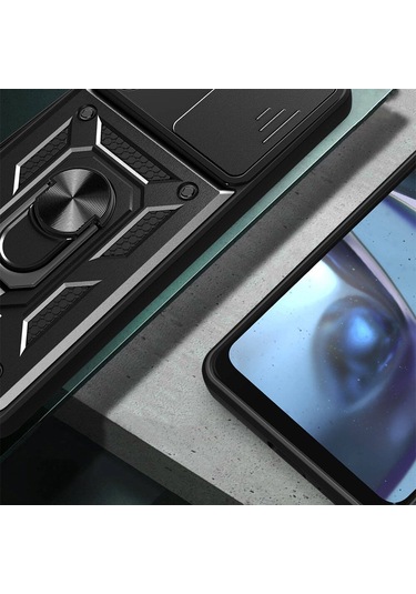 Samsung Galaxy Uyumlu A35 Kılıf Manyetik Standlı Kamera Korumalı Yüzüklü Zırh Tank Kılıf Koruyucu Kapak