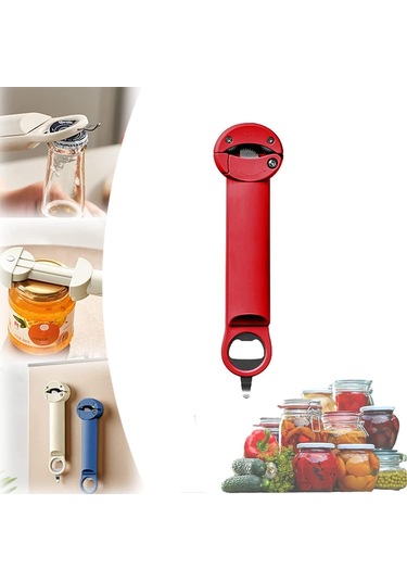 Kırmızı Çok Fonksiyonlu Geri Çekilebilir Açıcı Aracı Yeni Kavanoz Şişe Açacağı Ayarlanabilir Konserve Açacağı Kırmızı