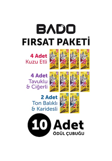 Bado Kedi Ödül Çubuğu Karma Paket 3x5gr 10lu