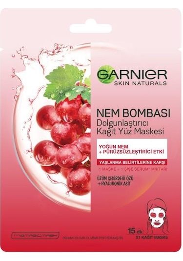 Garnier Nem Bombası Dolgunlaştırıcı Kağıt Yüz Maskesi