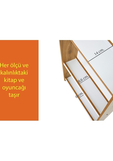 Minera Çok Amaçlı Duvar Çocuk Odası Montessori Kitaplık Ünitesi Ahşap