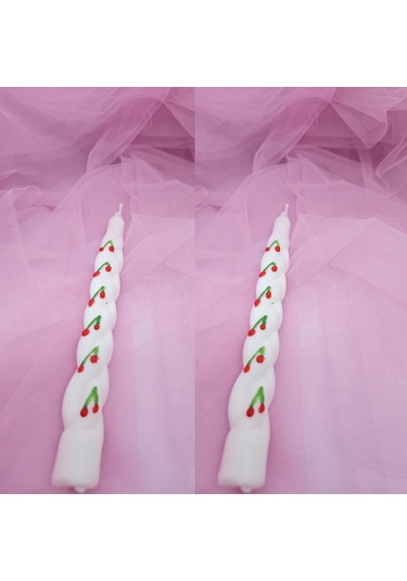 Şamdan Kiraz Desenli Mum-2li Set Soya Wax
