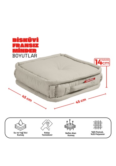 Xpermate Bisküvi Minder Petek Önü Fransız 45x45x14 Bej