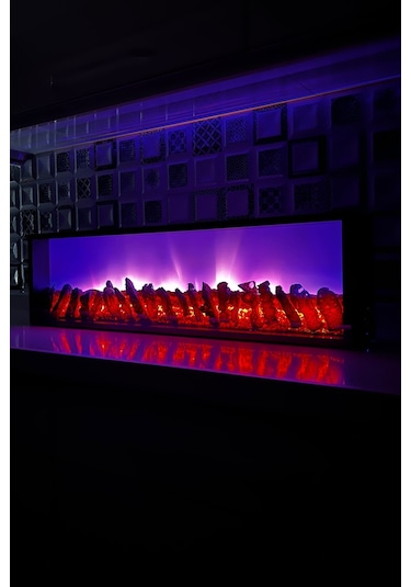 Arif Dekoratif Elektrikli Yapay Şömine - 100x25x15 Cm - Farklı Renk Modları, Kumandalı, Bluetooth