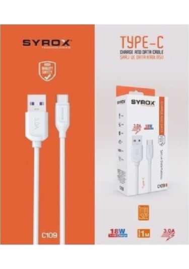 Type-c Girişli 18w 3.0a Hızlı Şarj Ve Data Kablosu
