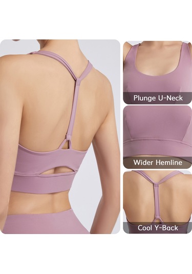 Reedark Kadınlar İçin Destekli Yoga Sütyeni - Çıkarılabilir Pedli, U Yaka, Esnek Kumaş, Asya Bedeni L Açık Pembe