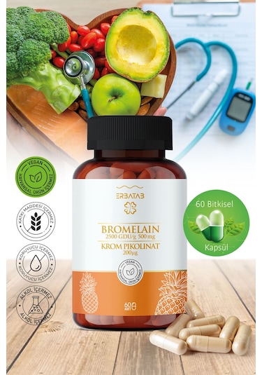 Erbatab Bromelain & Krom Pikolinat 60 Kapsül