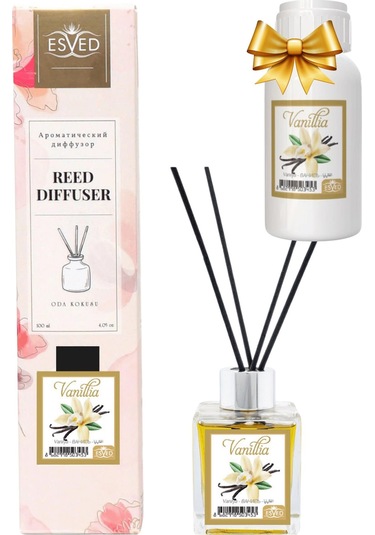 Esved Vanilya Kokusu 100 ML + Çubuklu Oda Kokusu Yedek Dolum Şişesi