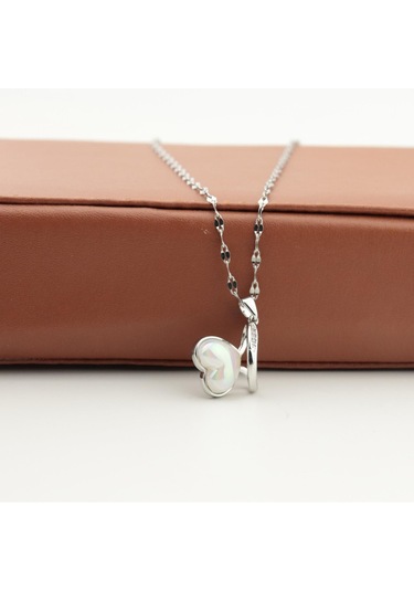 Pigado Paslanmaz Çelik Kalp Figürlü Çelik Kolye Gri