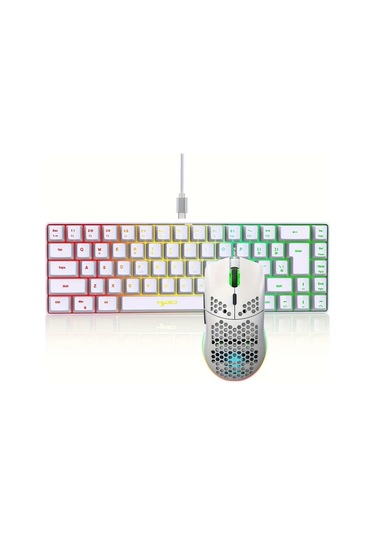Xuweiwei V200+j900w Hxsj Rgb Klavye Ve Oyun Faresi 68 Tuş Mini Rgb Aydınlatmalı Kablolu Ps4 Xbox Pc Laptop Mac İçin Uygun Oyun Klavye Seti Diğer