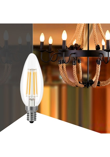 Mufunye 6 Adet E14 4w Led Mum Ampülü, 2700k Islak Beyaz, Cam Materyal, 220v, Transparan, Model C35e14