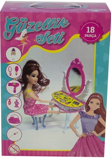 Oyuncak Güzellik Seti Bebekli Prenses 9 Parça