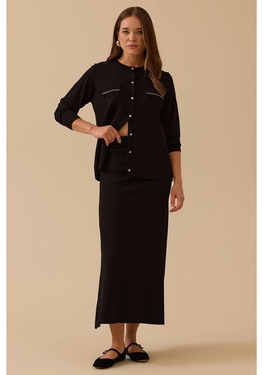 Seçil Kadın Düz Kesim Triko Etek 1013 Siyah Siyah