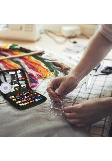 Vkemall 128 Parça El İşçiliği Dikiş Seti - Giysi Tamiri İçin İğne, İp, Makas Ve Aksesuarlar Paketi