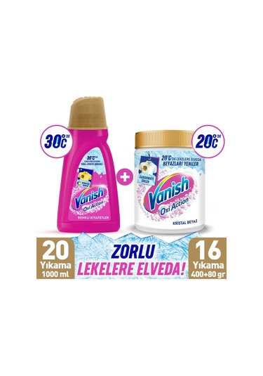 Vanish Sıvı Pembe 1000 Ml + Oxi Toz Beyaz 480 Gr