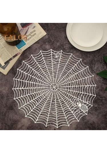 Altın Cadılar Bayramı Masa Yer Mat Yaratıcı Plastik Örümcek Web Yer Mat Su Geçirmez Yağ Yalıtım Kase Mat Amerikan Servis 56993601 Altın