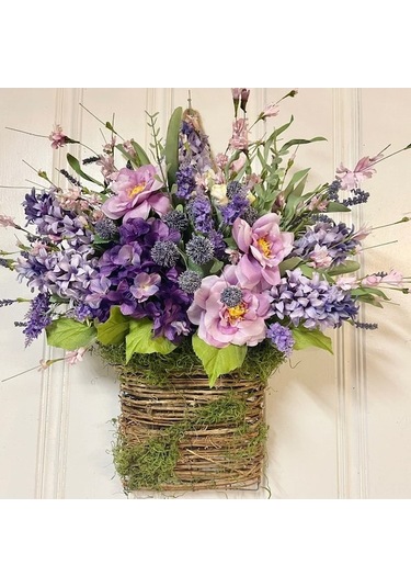 Lavanta Desenli Simülasyon Çiçek Sepeti - Ev Dekorasyonu Anahtarı, Konfor Ve Güzellik Sağlar, Ev Eşyası Ve Bahçe Süsleme Aracı