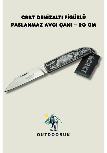 Crkt Denizaltı Figürlü Paslanmaz Avcı Kamp Çakı 20 Cm Beyaz - Siyah