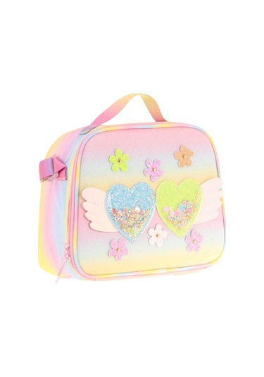 Kaukko Kids Kız Çocuk Isı Yalıtımlı Okul/piknik Beslenme Çantası Simli Kalp Ve Çiçekler L7213 Mavi - Yeşil