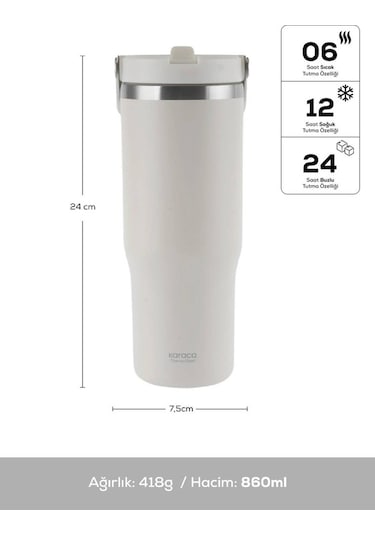 Karaca Star Ice Çelik Sızdırmaz Termos Bej 860 ml