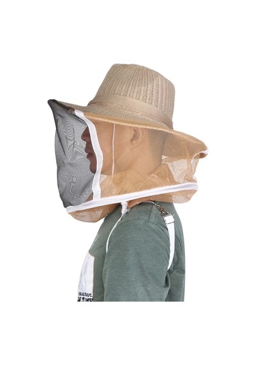 Qingmipy Arıçi Koruyucu Şapka, Tam Yüz-kafa Koruması, Yüksek Kaliteli Pamuk-keten, 360 Derece Güvenlik, Soluk Ve Dayanıklı, Koyu Çelik Çember, Kemerli Koyu Desenli Stili