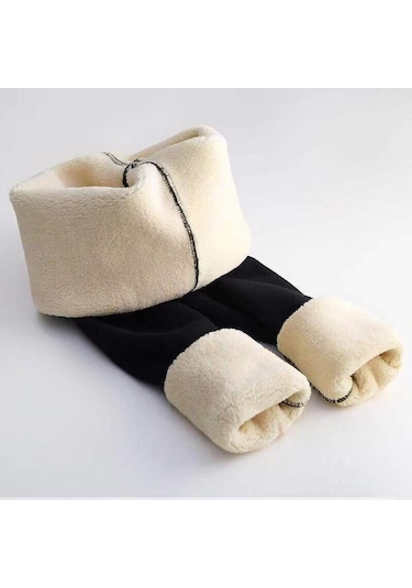 Dumanlı Siyah Kış Kadın Tayt Yün Astarlı Kadife Termal Pantolon Yüksek Bel Tayt Düz Renk Rahat Streç Sıcak Siyah