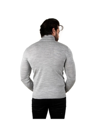 Deepsea Gri Balıkçı Yaka Gri Düz Kazak 2002292 Gri