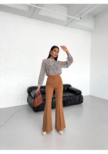 Modasize I Spanyol Paça Pantolon Kahve