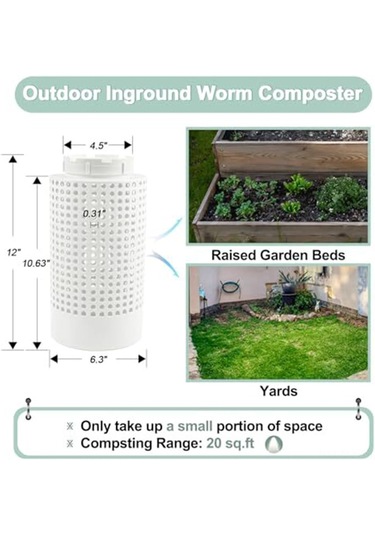 Xindoker Küçük Bahçe Ve Saksılar İçin Dayanıklı Pvc Solucan Kompostörü - Güvenli Kapağı Ve 160 Delikli Havalandırma İle Organik Atık Ayrıştırıcı