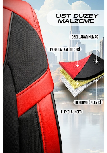 Panda Kapadokya Serisi Jakar Kumaş Oto Koltuk Kılıfı - Tam Set