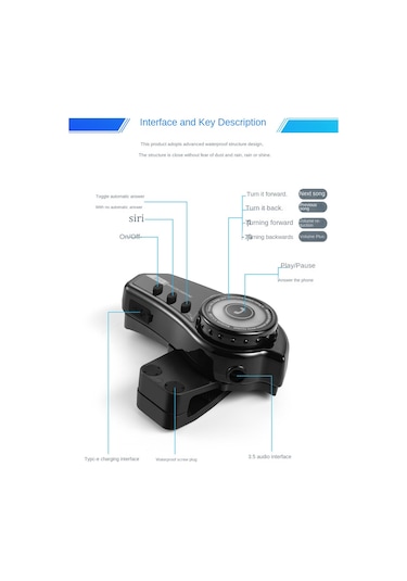 Yifomall Motorsiklet Kask Kulaklığı: Bluetooth 5.0, 800ma Pil, Su Geçirmez, Çok Renkli Işık, Ses Kontrolü