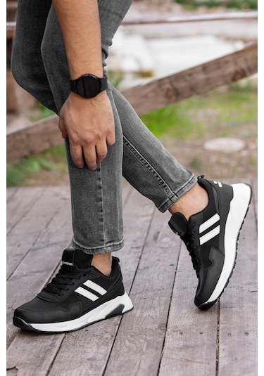 Gordon Günlük Ortopedik Erkek Sneaker Spor Ayakkabı Siyah-beyaz