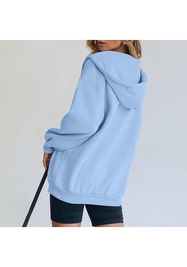 Kadınlar İçin Sonbahar Ve Kışlık Rahat Hırka Sweatshirt Ceket Koyu Mavi