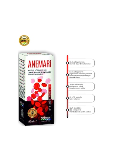 Anemari Kedi Köpekler İçin Demir & Bakır & B Grubu Vitamin 50 ML