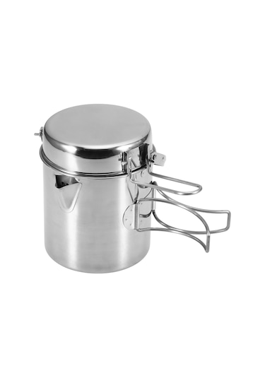 Padalink Kamp İçin Paslanmaz Çelik Katlanır Saplı Pratik Çaydanlık - Outdoor Etkinlikler İdeal Gri