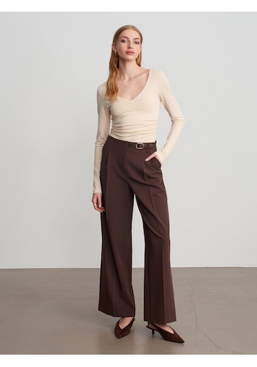 Dilvin 72662 Orta Bel Kemerli Pantolon-kahve