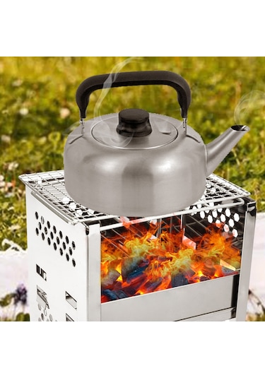 Mufunye Çadırda Ve Piknikte Kullanılabilir Çıtırlık Sağlayan Kolapslanabilir Çelik Barbekü Izgarası Gümüş