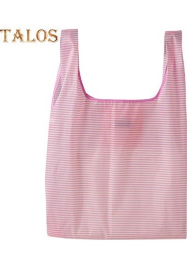 Pembe Alışveriş Çantası Büyük Kapasiteli Yeniden Kullanılabilir Kare Şekli Dayanıklı Açık Taşınabilir Katlanır Alışveriş Çantası Ev Gereçleri Pembe