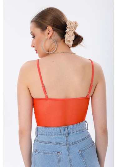 Ceyss Design Astarlı İnce Askılı Tül Crop Büstiyer-nar Çiçeği Narçiçeği