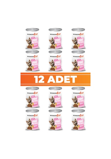 Wondercat Tavuklu Yavru Kedi Konservesi 400gr X 12 Adet