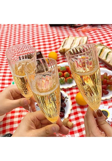 1/8 Adet Plastik Şampanya Kadehi Flüt Tek Kullanımlık Düğün Parti Kaynağı Drinkware 8pcs