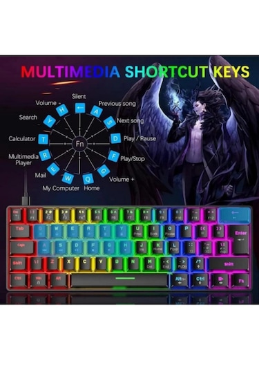 Atasoft T60 RGB Kırmızı Switch Mekanik Kablolu Q Oyuncu Klavye